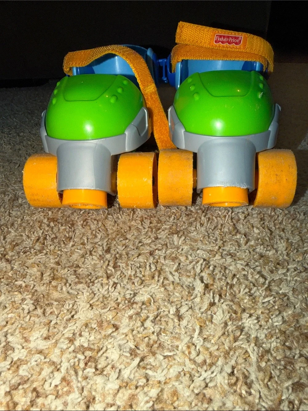 Vintage 2010 Fisher Price Blue & Green Roller Skates 1-2-3 Grow with Me Mattel